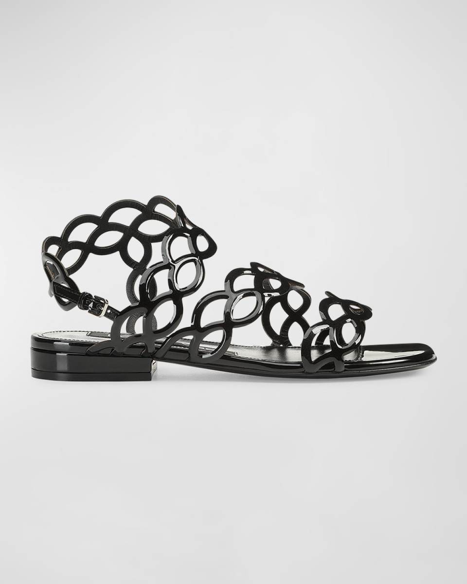 Ankle-Strap Patent Leather Sandals